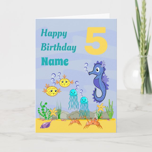 Sea Birthday Folded Greeting Card (Front)