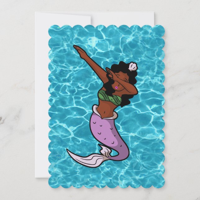sea black dabbing mermaid invitation (Front)