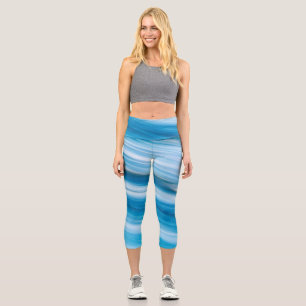 Sea Blue Abstract Capri Leggings