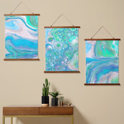 Sea Blue and Green Bubbles and Ocean Art Hanging Tapestry