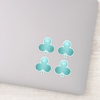 Sea blue and white glitter cut clover leafs theme sticker