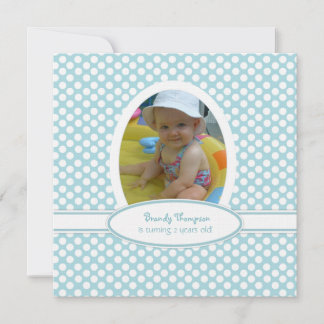 Sea Blue and White Polka Dot Party Invitation