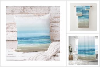 Sea Blue Beach Waves Coastal Decor Collection