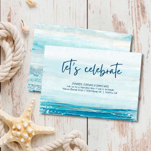 Sea Blue Beach Waves Coastal Wedding Reception Enclosure Card
