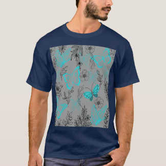 Sea Blue Butterflies in the Ultimate Gray Forest T-Shirt