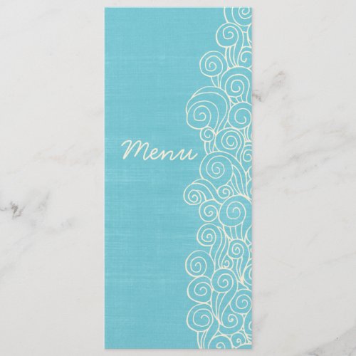 Sea blue &amp; cream wedding dinner menu