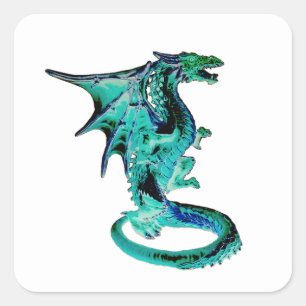 Sea Blue Dragon Mythical Creature Ocean Fantasy Square Sticker