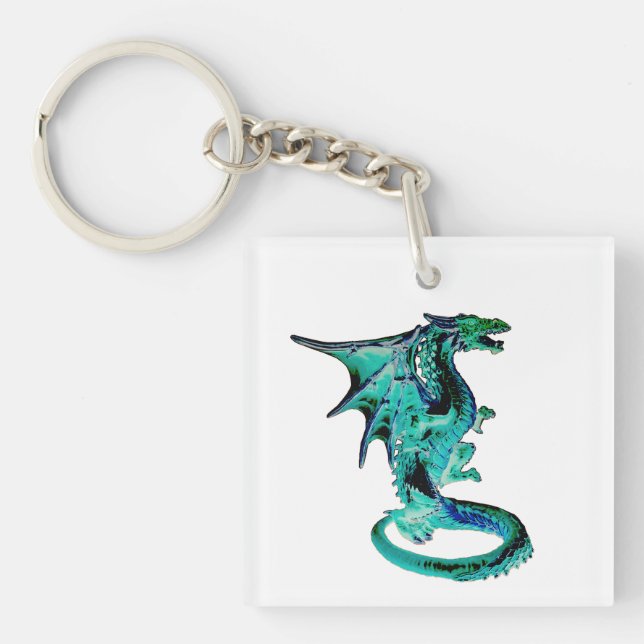Sea Blue Dragon Ocean Fantasy Mythical Creature  Keychain (Front)