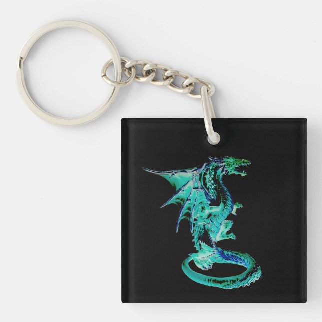 Sea Blue Dragon Ocean Fantasy Mythical Creature  Keychain (Front)