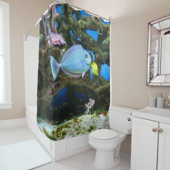 Sea Blue Fish Shower Curtain (In Situ)