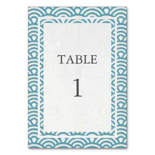 Sea Blue Green Waves Japanese Seigha Table Number