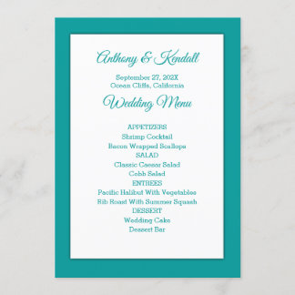 Sea Blue Green Wedding Menu Template