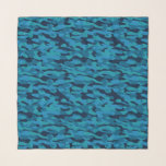 sea blue, midnight blue, teal blue, and blue camo scarf