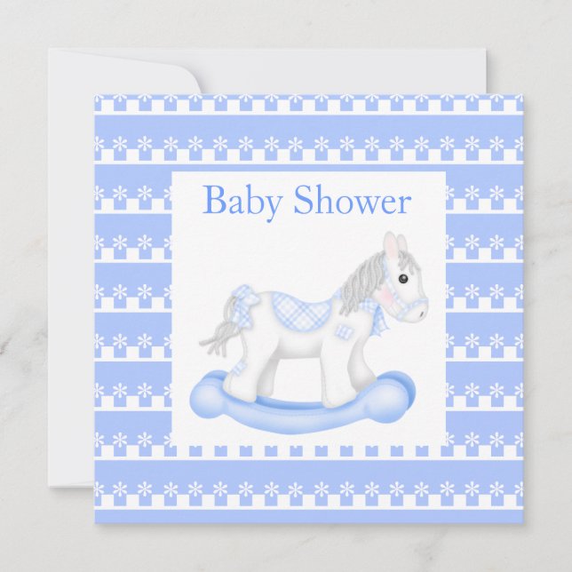 Sea Blue pony baby shower invitation (Front)
