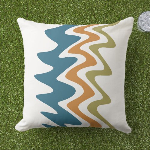 Sea Blue Pumpkin Orange Olive Green  Outdoor Pillow