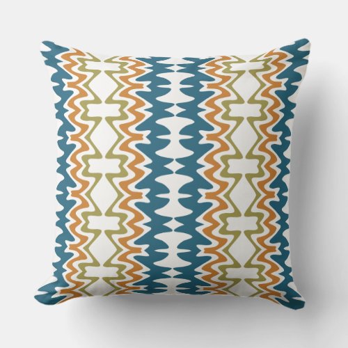 Sea Blue Pumpkin Orange Olive Green Pattern Throw Pillow