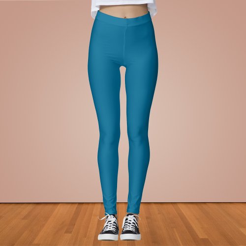 Sea Blue Solid Color Leggings