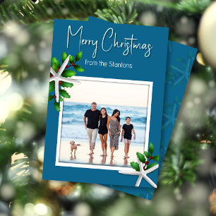 Sea Blue Starfish Christmas Photo Holiday Card