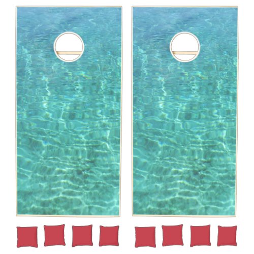 Sea Blue Water Aqua Nature Elegant Modern Template Cornhole Set