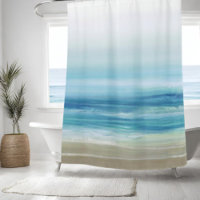 Sea Blue Watercolor Ocean Waves Coastal Beach