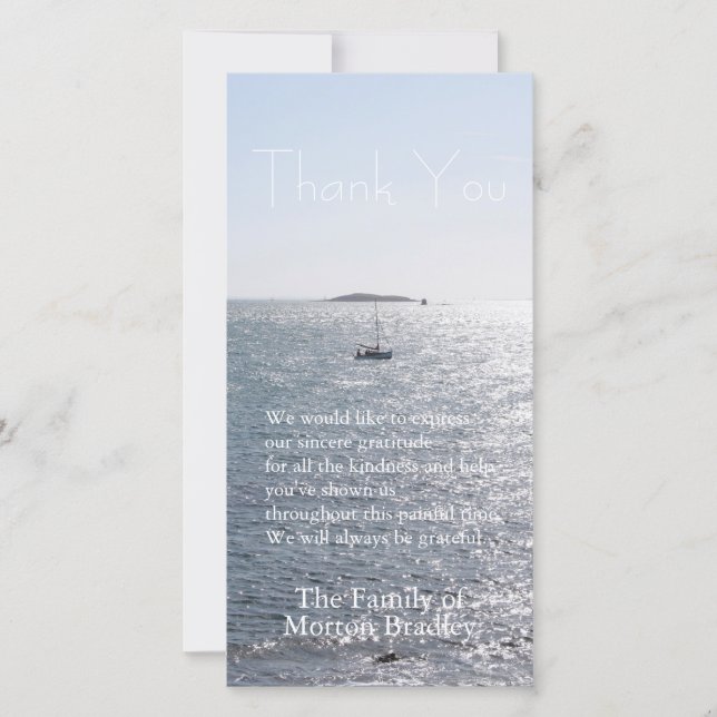 Sea Boat and Island 2 Sympathy Thank You (Front)