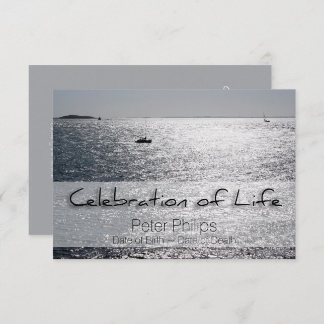 Sea Boat Celebration of Life Funeral Announcement (Front/Back)