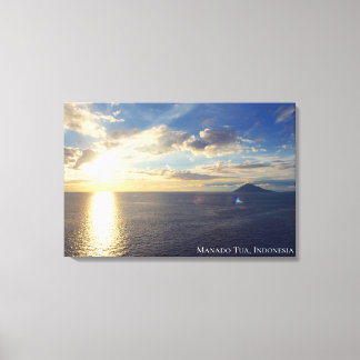 Sea Boat Sunset Island Horizon Landscape Photo Canvas Print