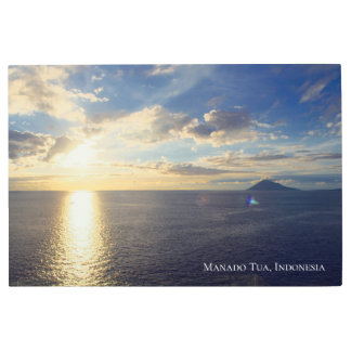 Sea Boat Sunset Island Horizon Landscape Photo Metal Print