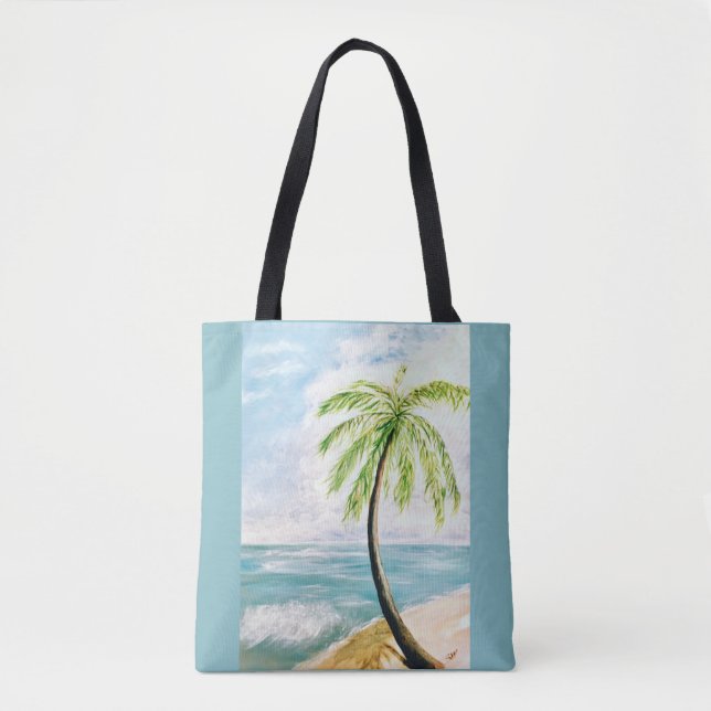Sea Breeze Palm Tote Bag (Front)
