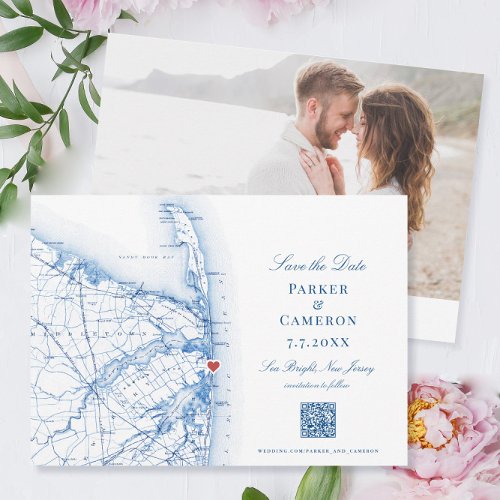 Sea Bright New Jersey Elegant Map QR Save The Date