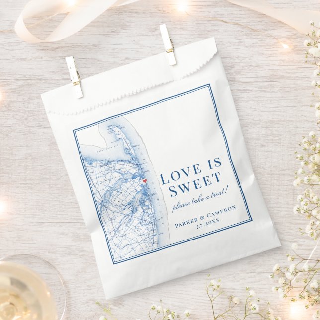 Sea Bright New Jersey Elegant Map Wedding  Favor Bag (Clipped)