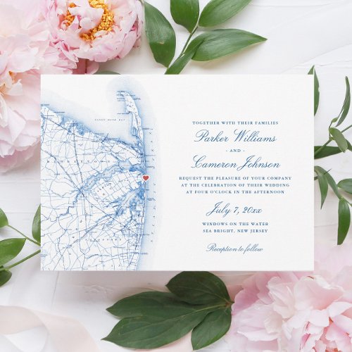 Sea Bright New Jersey Elegant Wedding Invitation