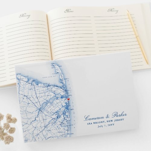 Sea Bright New Jersey Map Elegant Wedding Guest Book