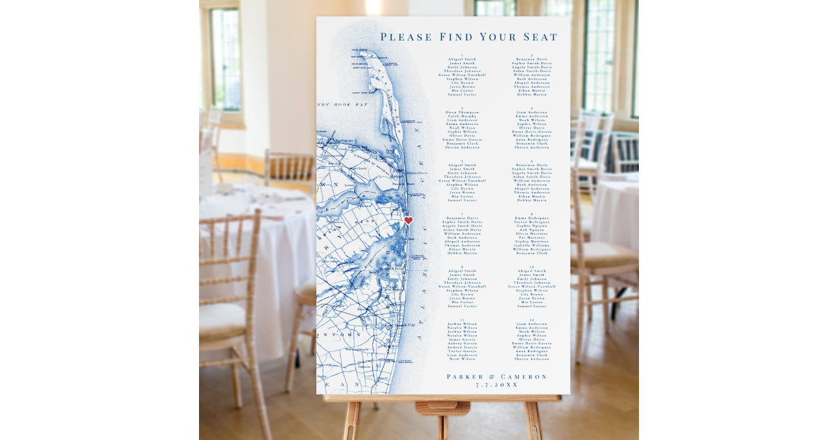 Sea Bright New Jersey Map Wedding Seating Chart Foam Board Zazzle