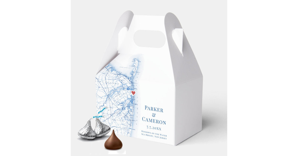 Sea Bright New Jersey Wedding Map Elegant Favor Box Zazzle