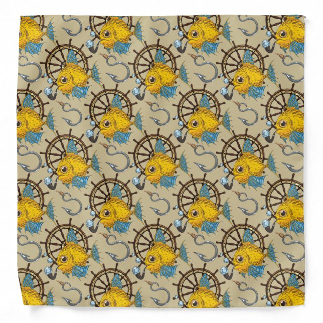 Sea Captain Fish Pattern Bandana (Front)