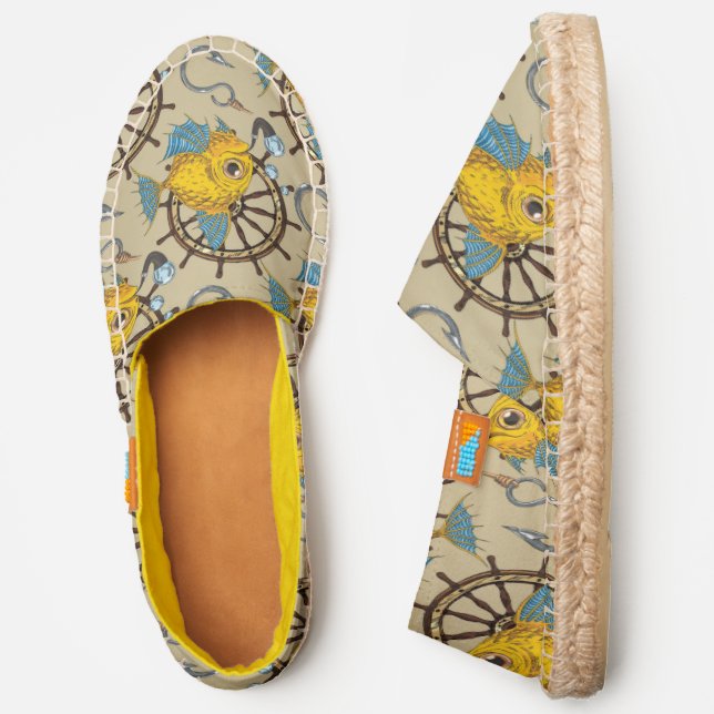 Sea Captain Fish Pattern Espadrilles (Side)