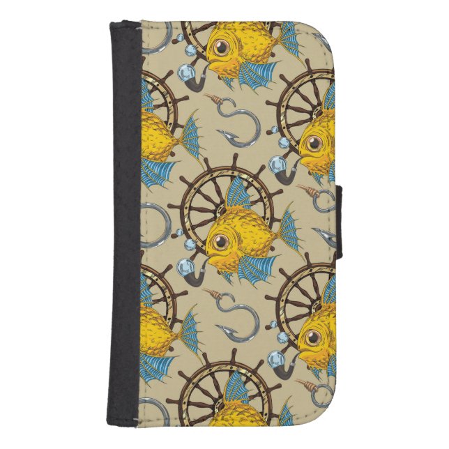 Sea Captain Fish Pattern Samsung Galaxy Wallet Case (Front)