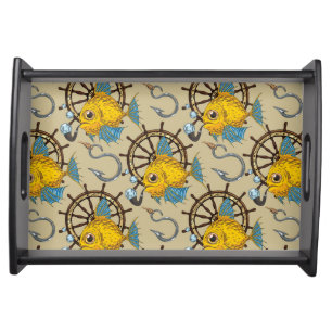 Sea Captain Fish Pattern Serving Tray