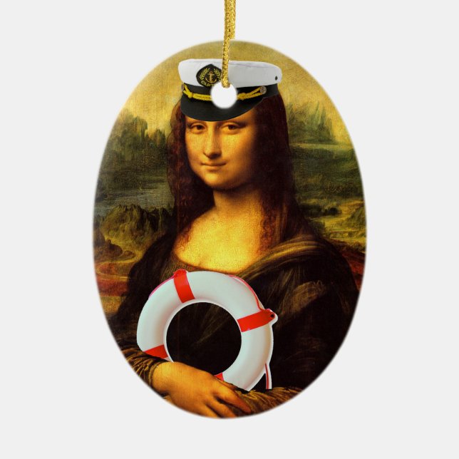 Sea Captain Mona Lisa Ceramic Ornament (Front)