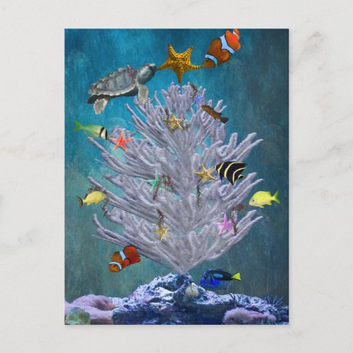 Sea Christmas Tree Holiday Postcard