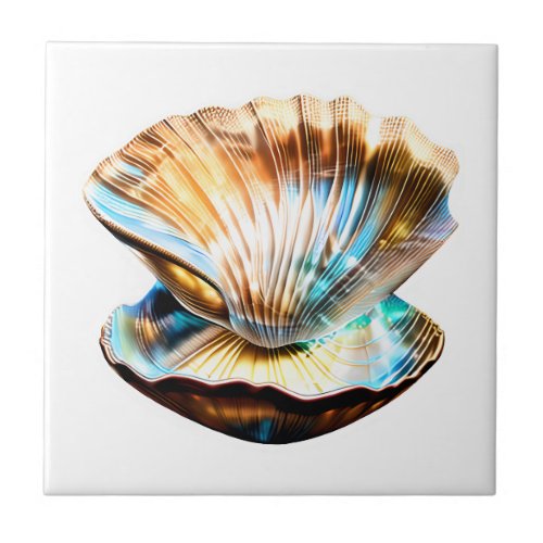 Sea clam shell mother pearl iridescent shine glam ceramic tile