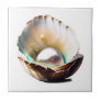 Sea clam shell peal iridescent shine glam decor ceramic tile