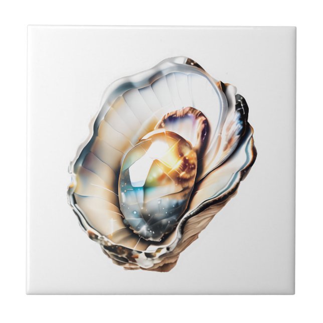 Sea clam shell peal iridescent shine luxurious  ceramic tile (Front)
