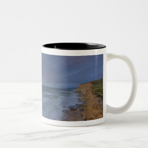 Sea cliffs catch days last light at Pomponi Two_Tone Coffee Mug