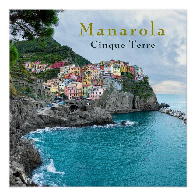 Sea Coast Cinque Terre Manarola Riomaggiore Italy Poster (Front)