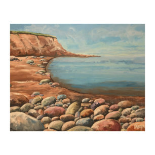 sea coast hand painted acrylic one of a kind wood wall art