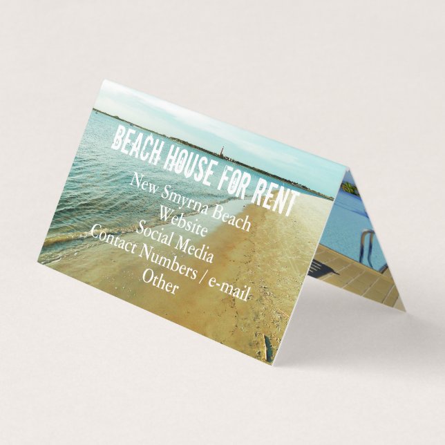 Sea Coast Rental Property Standing Folded Business Card (Front)