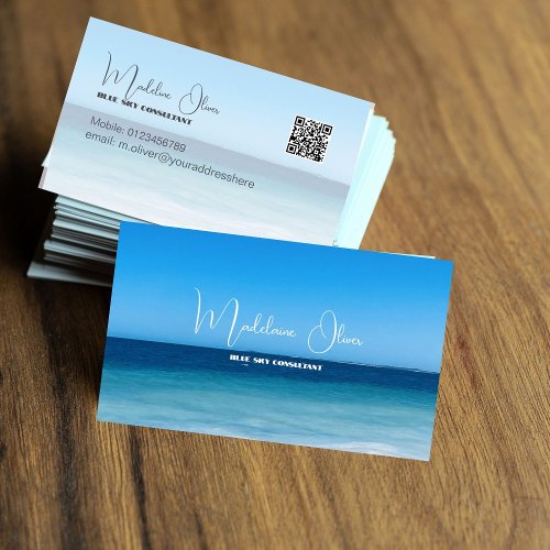 Sea Coastal Blue Modern Stylish Business Card