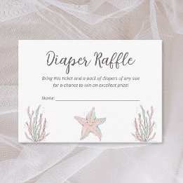 Sea Coastal Starfish Baby Shower Diaper Raffle Enclosure Card